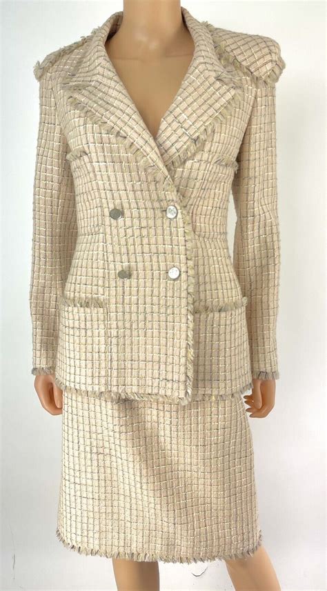 pink chanel jirt wool|CHANEL Wool Tweed Double Breasted Suit Jacket Skirt/Blazer .